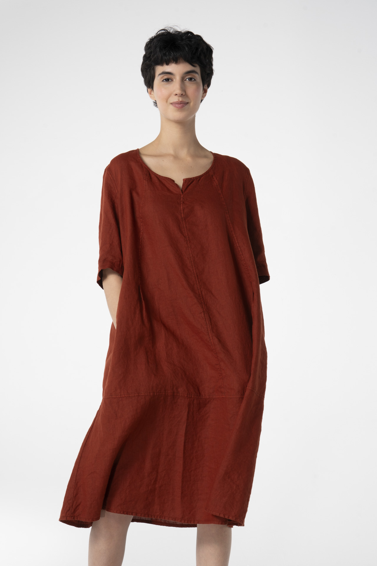 Kleid 620 Red Reines Leinen