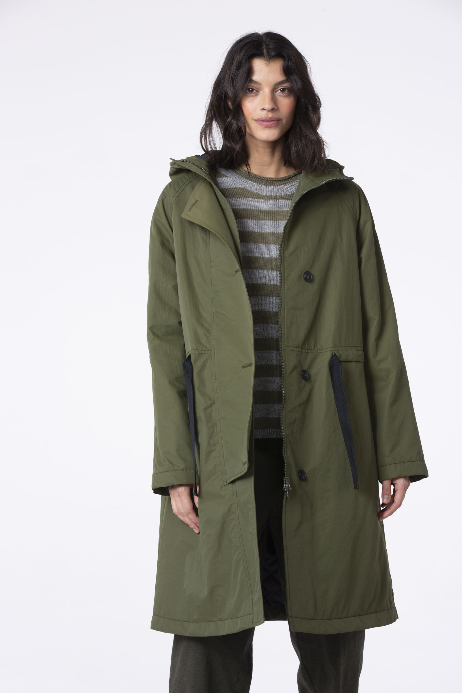 Coat 505 Green Cotton and polyamide outdoor twill